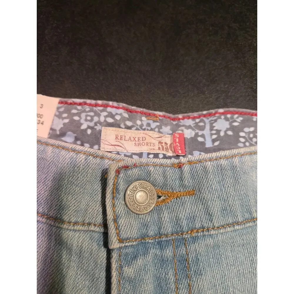 Levi's 550 Relaxed Bermuda Denim Shorts Women's 14 Blue Light Wash 5-Pocket